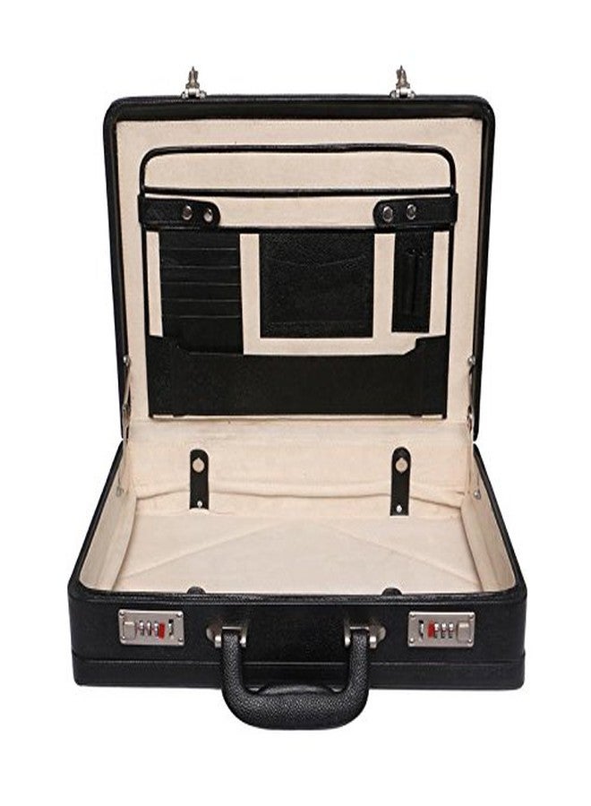 OBANI Genuine Leather Expandable Briefcase Black. Dimensions: 18" x 4" x 12.50" (L x W x H) - Image 4