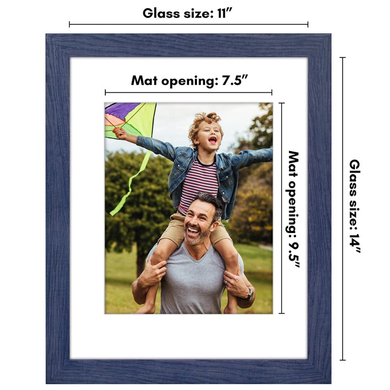 Americanflat 11x14 Picture Frame with Shatter-Resistant Glass - Fits 8x10 Photos with Mat or 11x14 Without Mat - Hudson Collection - Distressed Blue Photo Frame for Wall Display - Image 2