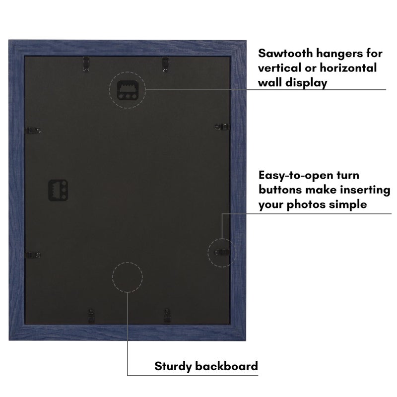 Americanflat 11x14 Picture Frame with Shatter-Resistant Glass - Fits 8x10 Photos with Mat or 11x14 Without Mat - Hudson Collection - Distressed Blue Photo Frame for Wall Display - Image 5