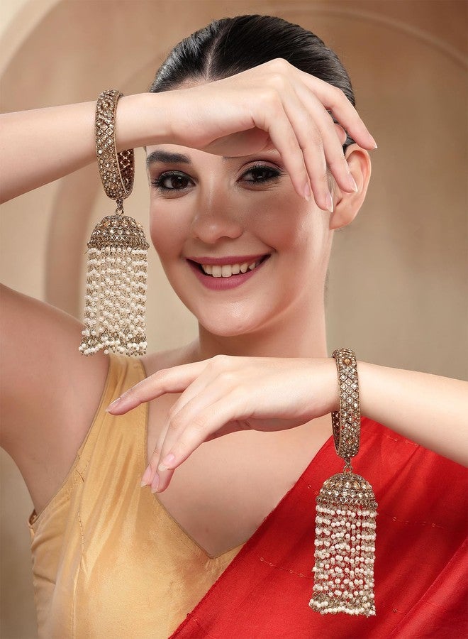 كارات كارت أساور كارات كارت الفاخرة المطلية بالذهب العتيق بتصميم كاليري للعرائس - Image 3