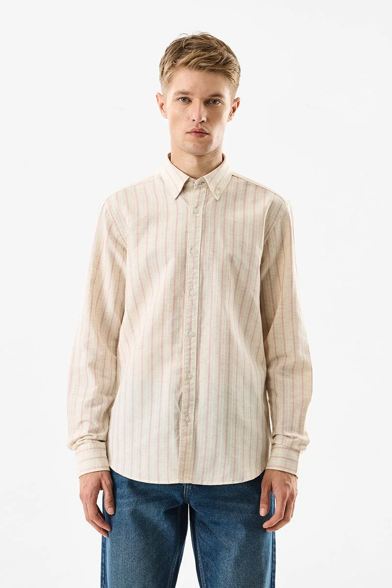 سنيتش قميص كتان بقصة ضيقة مخططة