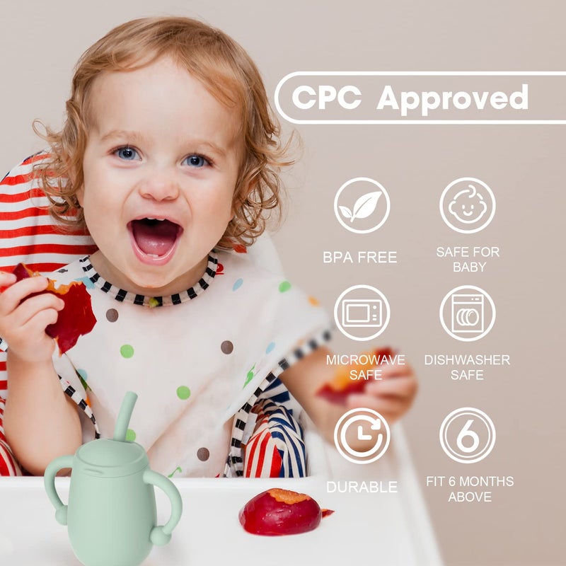 Cuddle Campus Pack of 2 Silicone Baby Training Cup Shatterproof Toddler Sippy Cups with Straw Open Cup for Baby 6 Months 4 Oz - Image 3