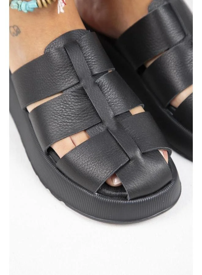 Manijero  Rodin Women's Genuine Leather Three-Strap Clogs Black - Black for Women | Best Price UAE