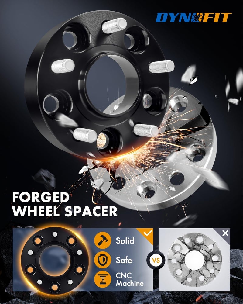 dynofit Store 5x114.3 Wheel Spacers 1 Inch 4Pcs for Nissan 350Z/370Z & Infiniti G35/G37/FX35, Hubcentric 66.1mm Bore, M12x1.25 Studs, 25mm Thick Forged Spacers Compatible with Altima/Maxima/Murano - Image 4