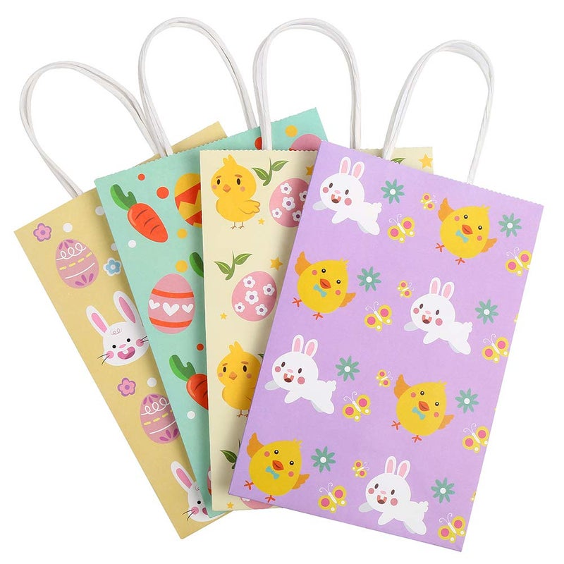 CCINEE 12PCS Easter Gift Bags,Bunny Kraft Paper Treat Bags with Handles Egg Chick Candy Bag for Kids Party Gift Wrapping - Image 4