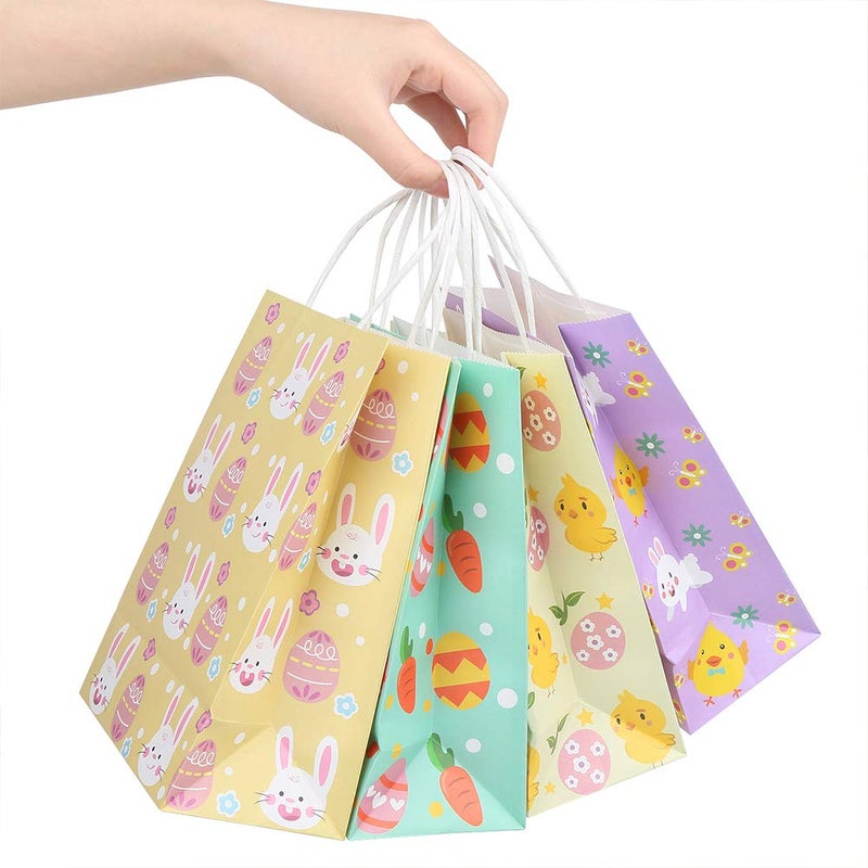 CCINEE 12PCS Easter Gift Bags,Bunny Kraft Paper Treat Bags with Handles Egg Chick Candy Bag for Kids Party Gift Wrapping - Image 3