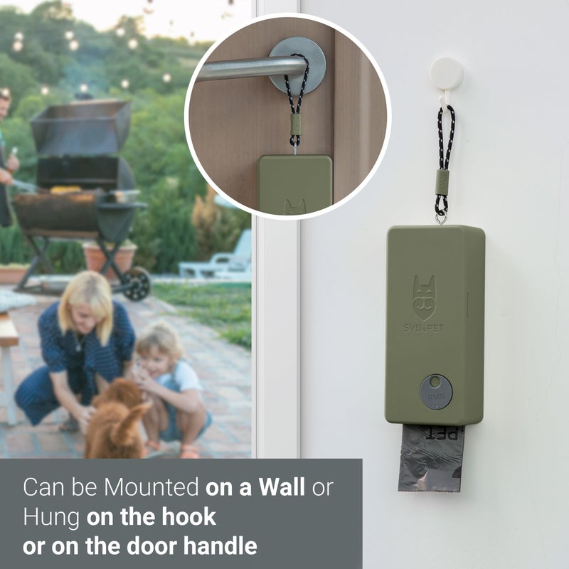 SVD.PET Dog Poop Bag Dispenser, Outdoor or Indoor Pet Waste Bag Dispenser Station, Wall Mount or Hanging with Strap. Easy to Refill Magnetic Cover (Army Green, Dispenser only) - Image 4