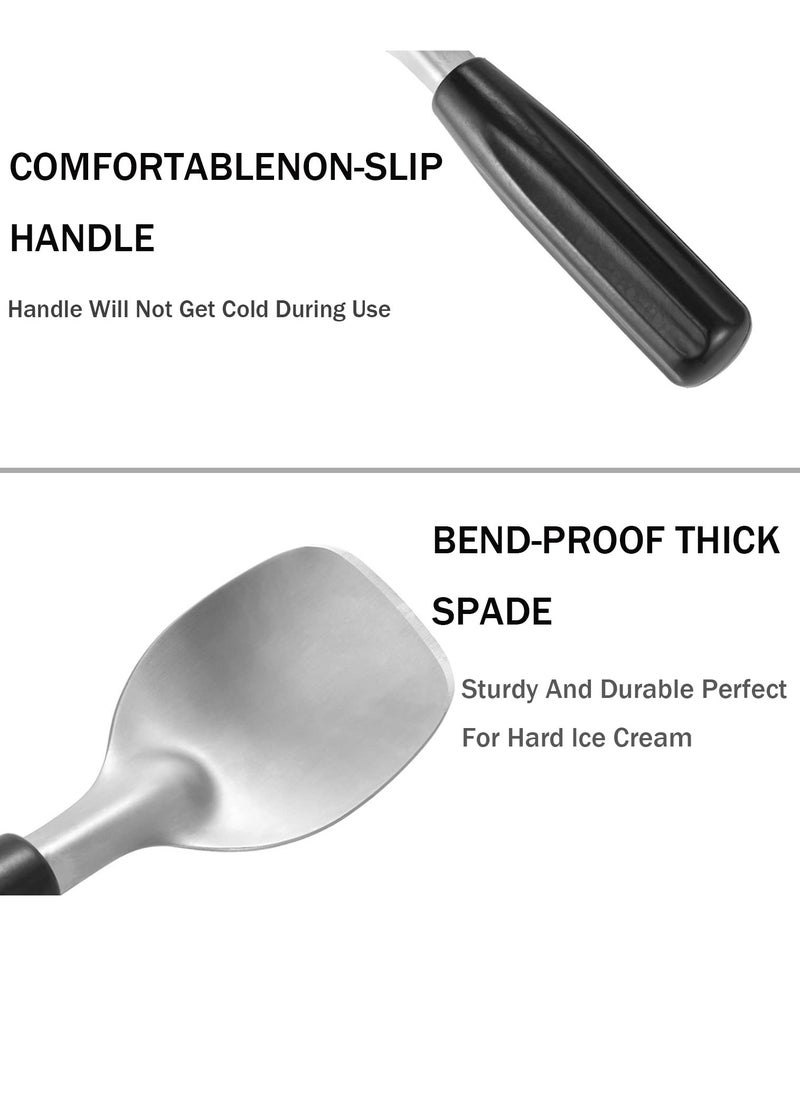 XICEN 2pcs Ice Cream Shovel Spade Scooper Stainless Steel Ice Cream Scoop with Plastic Handle for Commercial and Home Use  - Image 3