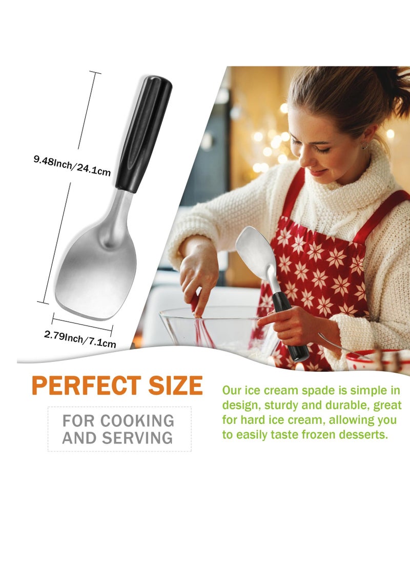 XICEN 2pcs Ice Cream Shovel Spade Scooper Stainless Steel Ice Cream Scoop with Plastic Handle for Commercial and Home Use  - Image 2