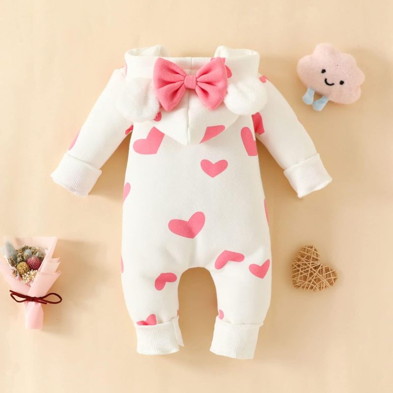snow suit, baby winter, strawberry, hooded, warm polar lining - Image 5
