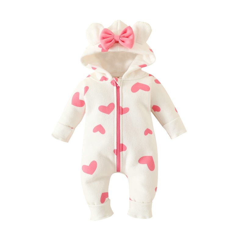 snow suit, baby winter, strawberry, hooded, warm polar lining - Image 1