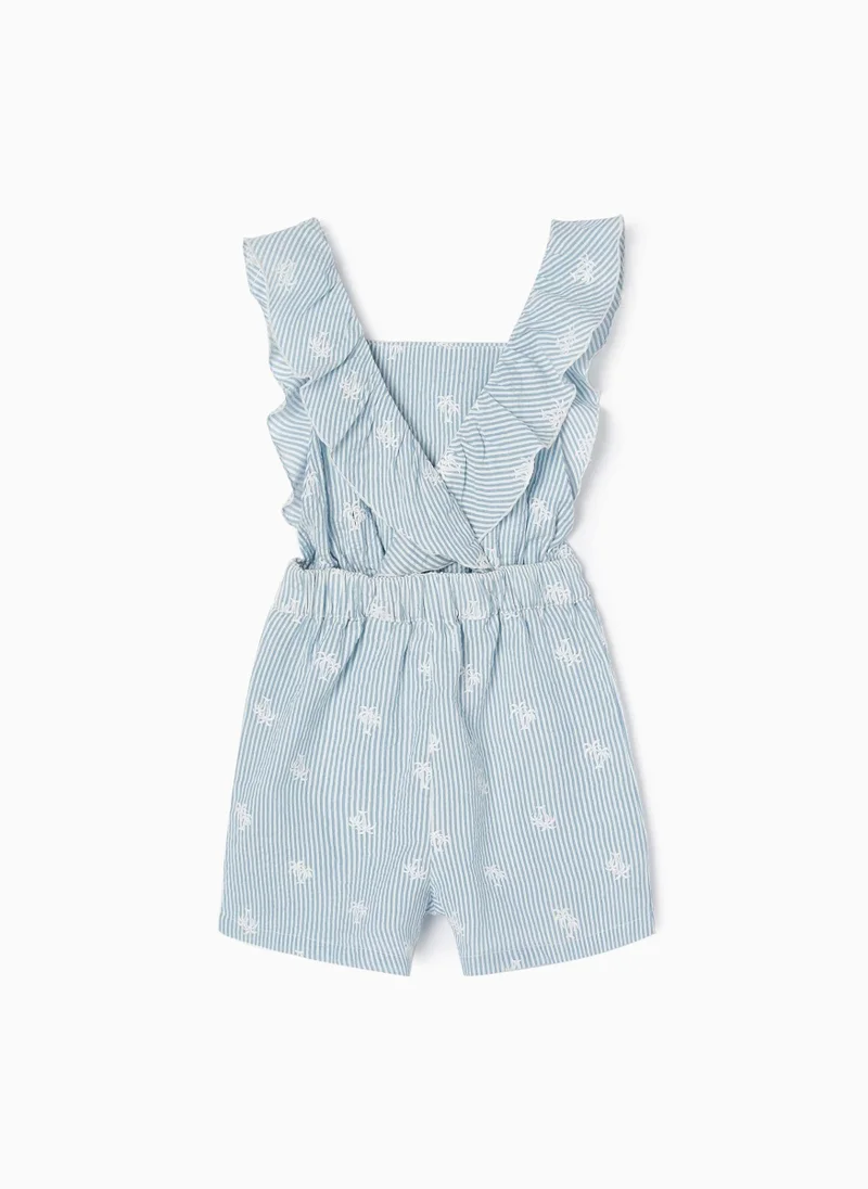 زيبي Striped Cotton Jumpsuit for Girls 'You&Me' Blue/White