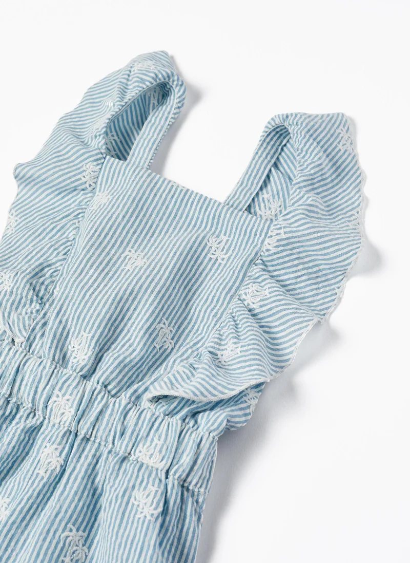 زيبي Striped Cotton Jumpsuit for Girls 'You&Me' Blue/White
