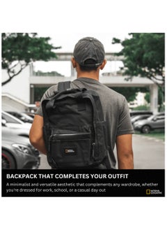 NATIONAL GEOGRAPHIC حقيبة ظهر كبيرة ناشيونال جيوغرافيك ليجيند سوداء للرجال والنساء، متينة ومقاومة للماء، حقيبة ظهر يومية غير رسمية للكمبيوتر المحمول، حقيبة للمدرسة والكلية والمكتب والترفيه والسفر في الهواء الطلق  - Image 5