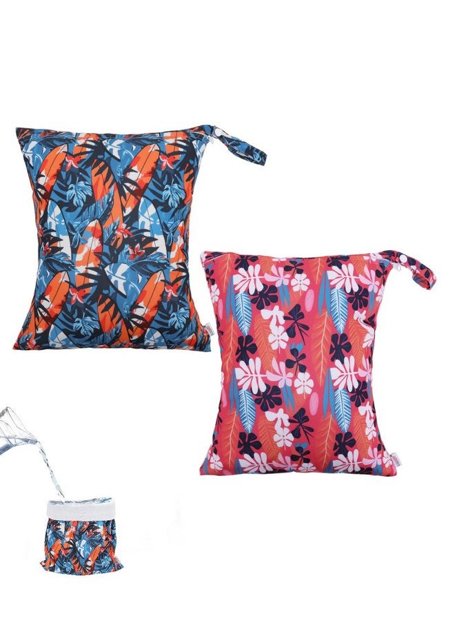 ALVABABY ALVABABY Hawaii 2pcs Superior Waterproof Wet Dry Bags,One Reusable Zippered Pocket Outdoor Wet Bags,Travel,Beach,Pool,Daycare,Soiled Baby Items,Yoga Gym Bag,Wet Bag for Swimsuit 2LWM01A-I - Image 1