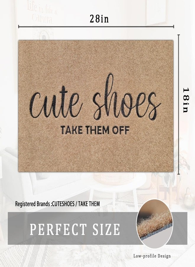 AOAOPQ Welcome Mat for Front Door Outdoor Entryway Cute Shoes Take Them Off Indoor Mats with Rubber Backing Doormat Non Slip Easy to Clean Natural Outside Brown - Image 2