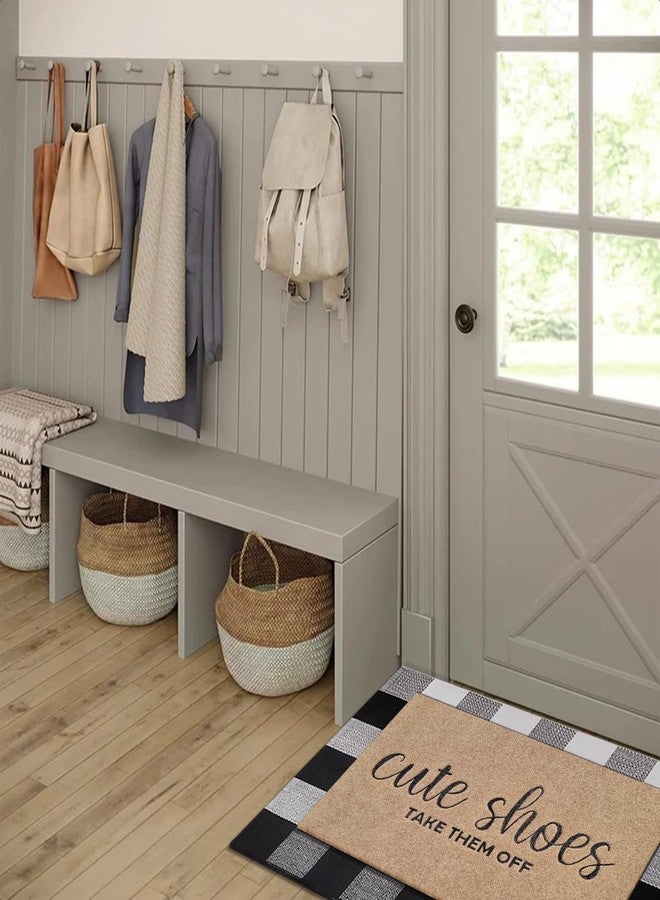 AOAOPQ Welcome Mat for Front Door Outdoor Entryway Cute Shoes Take Them Off Indoor Mats with Rubber Backing Doormat Non Slip Easy to Clean Natural Outside Brown - Image 5