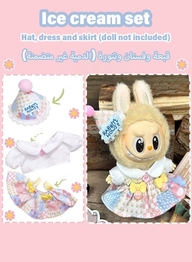 Labubu Luxury Chic Clothes Set & Outfit Set For 17cm Dolls Fashion Doll Dress Outfit Plush Hat Interchangeable Clothing High Fashion Accessories For 1/2/3 Generation - Image 5