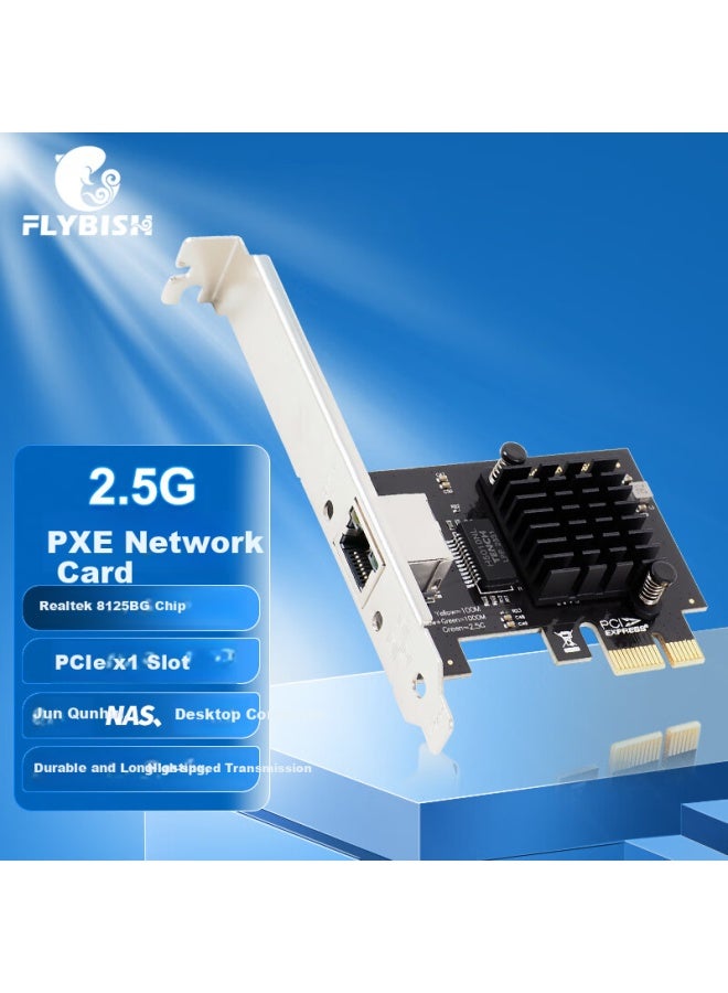Flybish Na8125-t1p Pcie X1 2.5g Single-port Gaming Network Card With Built-in Wired Rj45 Port, 2500m Network Card, No-disk Pxe, Synology Soft Router Nas - Image 1
