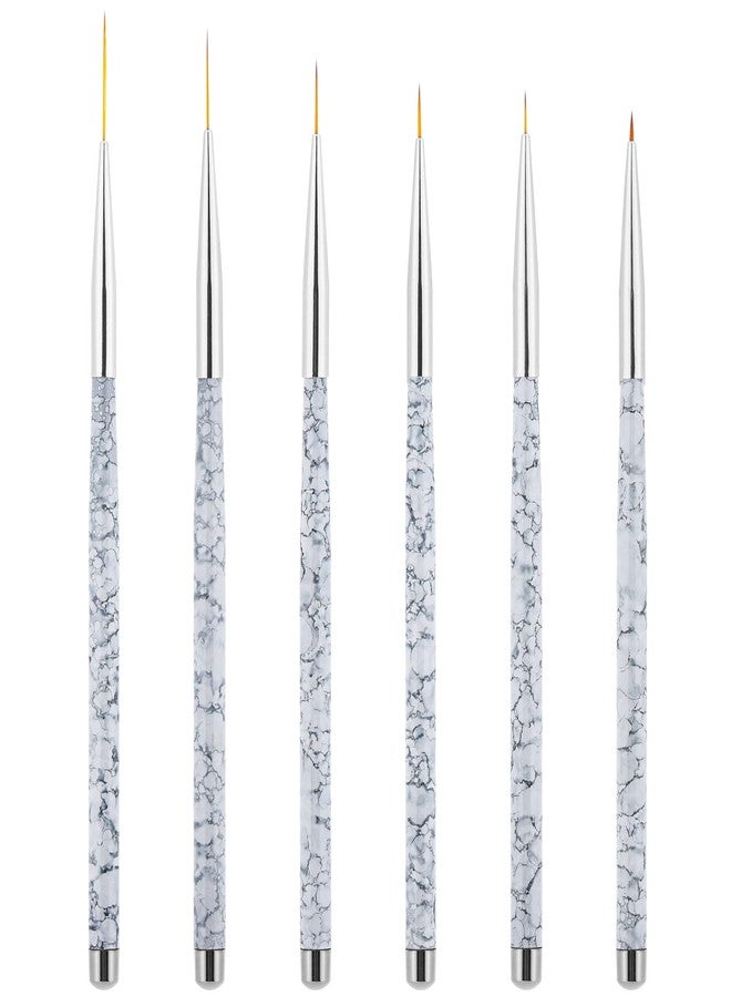 Tbestmax 6 Pcs Nail Art Liner Brushes, UV Gel Painting Acrylic Nail Brushes Striping Brushes for Short Strokes, Details, Blending, Elongated Lines 5/7/9/11/15/20mm - Image 1