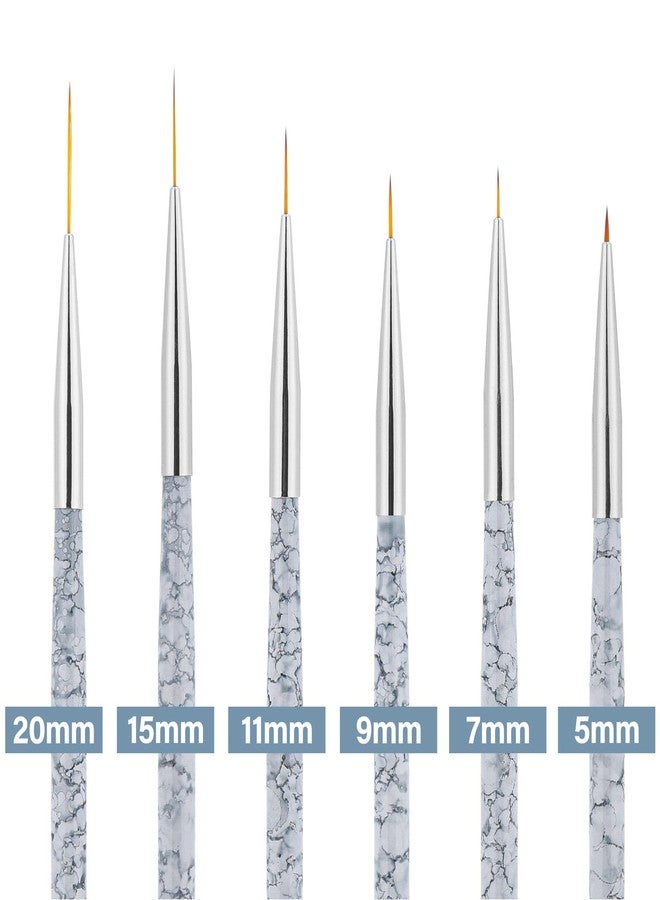 Tbestmax 6 Pcs Nail Art Liner Brushes, UV Gel Painting Acrylic Nail Brushes Striping Brushes for Short Strokes, Details, Blending, Elongated Lines 5/7/9/11/15/20mm - Image 3
