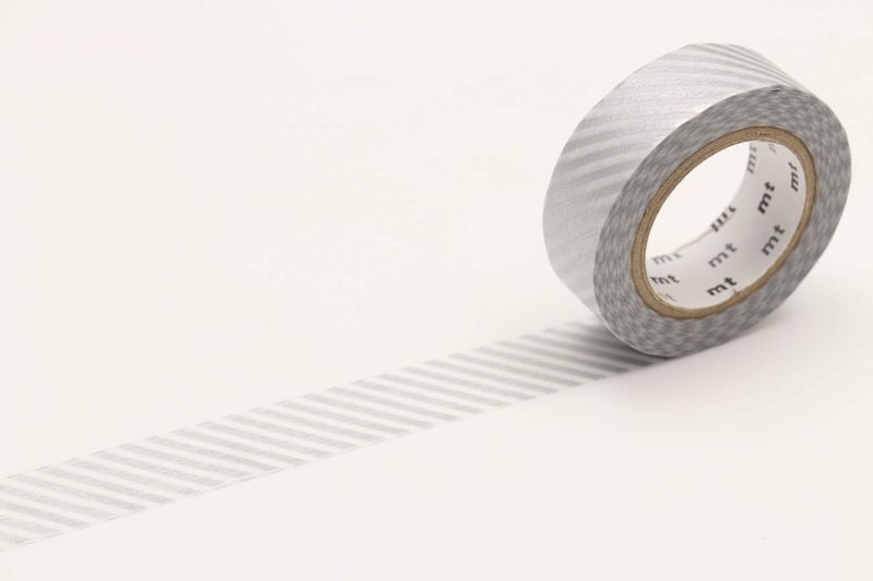 MT mt Washi Masking Tape Stripe, 15 mm x 10 mtrs Shade - Silver, (Pack of 1)  - Image 1