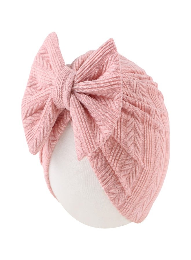 Pesaat Baby Girl Turban Newborn Beanie Hat 5 Pieces Cotton Infant Girls Headwraps Toddler Kids Hats 0-3 Years (5Pcs-Bowknot-D) - Image 2