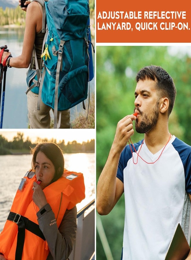 FJCTER Emergency Whistles Survival, 2PCs Super Loud Double Tube Safety Whistles with Adjustable Reflective Lanyard, Waterproof Boat Whistle for Life Vest Jacket, Kayak, Hiking, Kids (Red) - Image 5