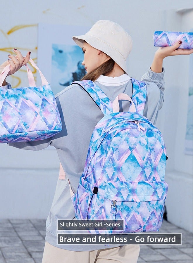 Joychic 3-Piece Graphic Printed Casual Backpack Waterproof Durable School Bag with USB Charging and Lunch Box Pencil Pouch Multicolour for Middle High School Students - Image 1