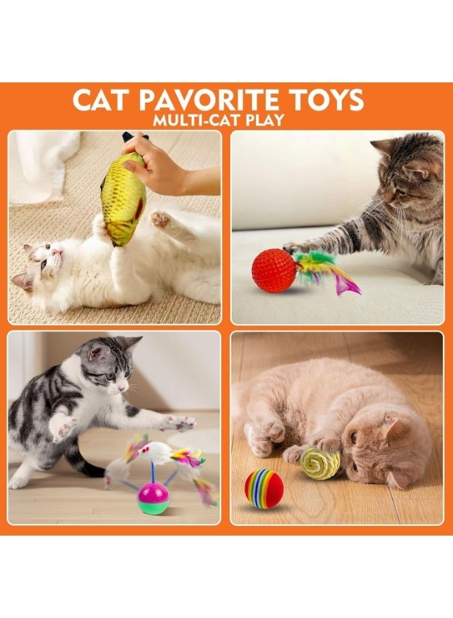 SKY-TOUCH 30pcs Cat Toys,Cat Interactive Toy Accessories,Interactive Cat Accessories for Indoor Cats,Cat Tunnel,Variety Teaser Wand with Feathers,The Best Gifts for Cat Lovers - Image 3