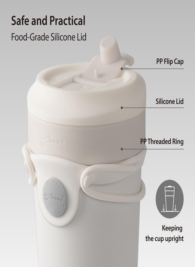 BONE COLLECTION BONE 25oz Insulated Water Bottle with 2 Carrying Straps, Double-Walled Stainless Steel Travel Mug with Food Grade Silicone & Leak-Proof Lid, 750ml BPA-Free Coffee Tumbler for Men & Women (White) - Image 5