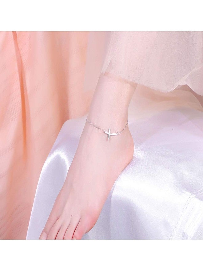 Ladytree 925 Sterling Silver Cross Anklet Ankle Bracelet for Women - Image 3