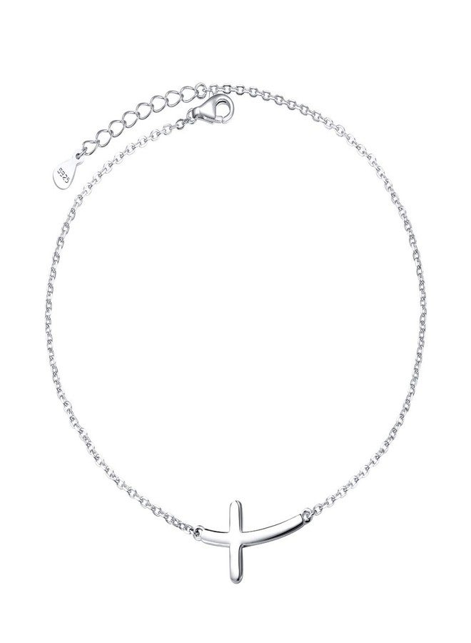 Ladytree 925 Sterling Silver Cross Anklet Ankle Bracelet for Women - Image 1