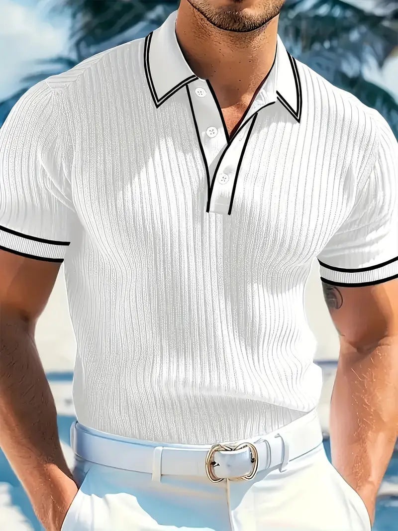 Men's Short Sleeve Polo Shirt Summer Casual Top - Image 2