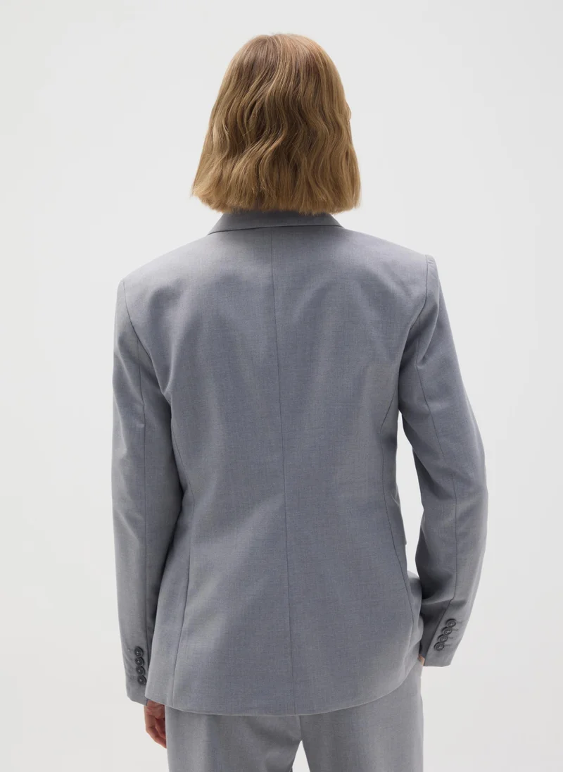 او في اس GREY REGULAR FIT BLAZER