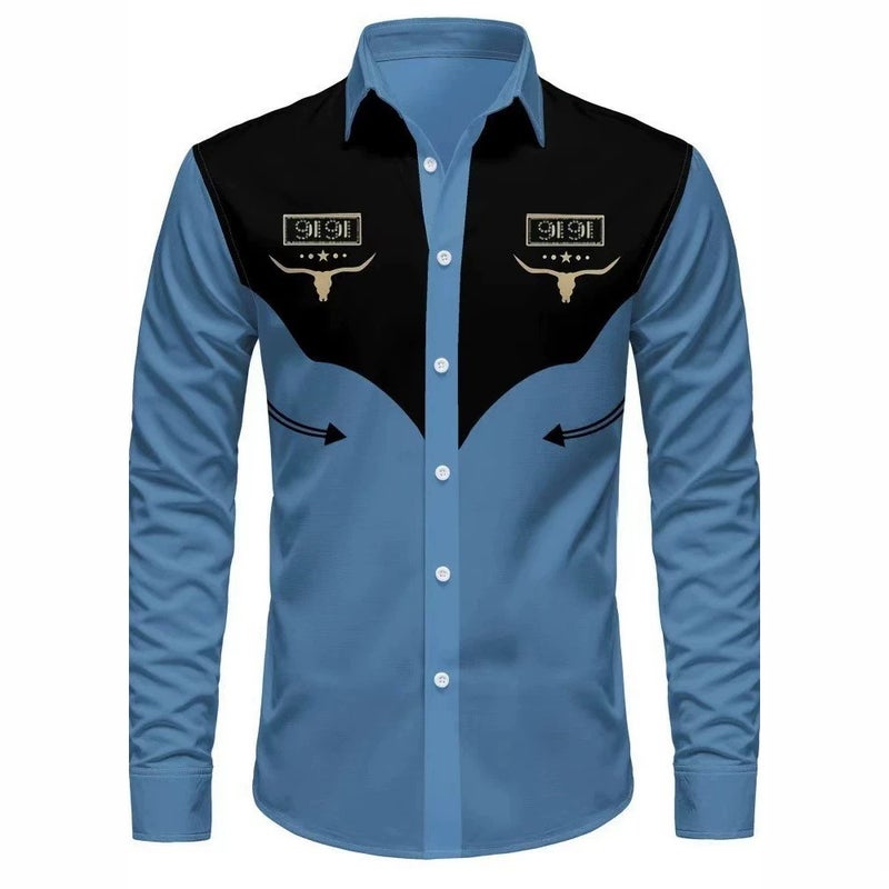 Men's Ethnic Print Long Sleeve Shirt
