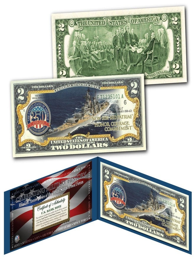 Merrick Mint Navy 250th Anniversary Milestones of The U.S. Armed Forces Genuine U.S. $2 Bill - Image 1