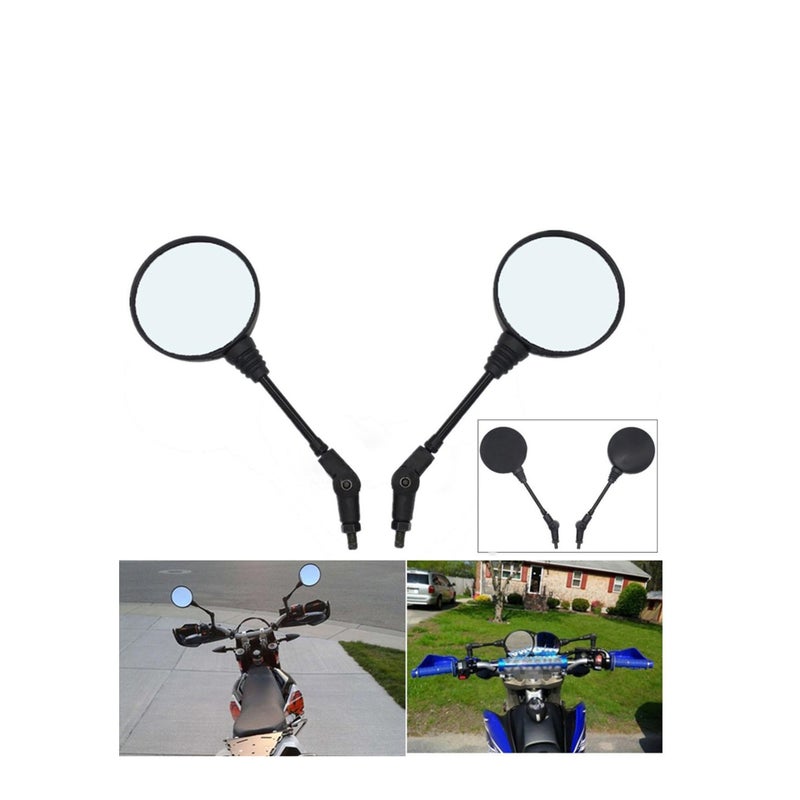 Zikra Universal Motorcycle Scooter Aluminum Alloy Handlebar Collapsible Round Shape Rearview Side Mirror Base Modified Accessories for Street Cars Universal Scooters 1 Pair - Image 2