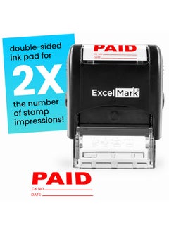 ExcelMark Check And Date - Excelmark Self-Inking Rubber Stamp - A1539 Red Ink  - Image 1