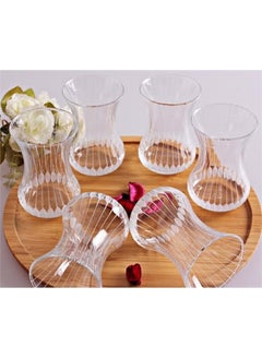 Doğuş Mutfak Slim Waisted Line Decoration Set of 6 Tea Glasses 