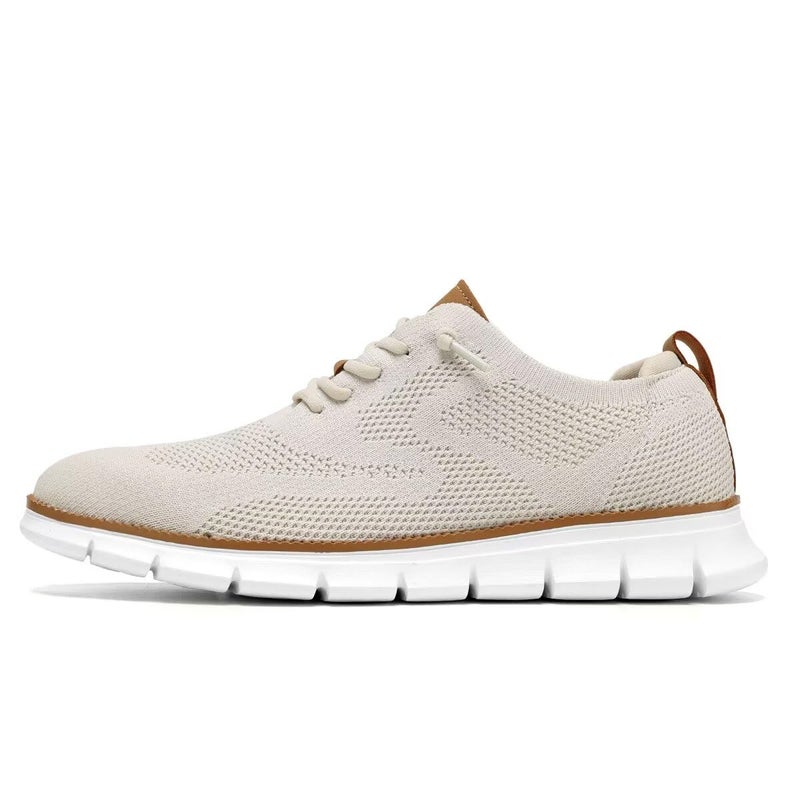 Kvovzo Men's Casual Dress Shoes Fashion Walking Sneakers Mesh Business Oxfords Work Lightweight Soft Sole Beige - Image 2