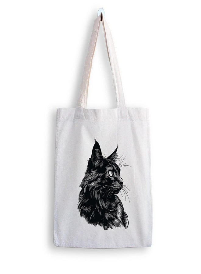 ARTBUG Tote Bag for Women with zip, Aesthetic Canvas tote bag for college girls, office, stylish and reusable - Cat Painting - D No - 187 - Image 1