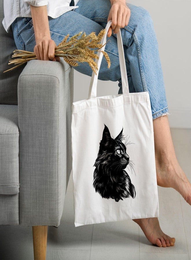 ARTBUG Tote Bag for Women with zip, Aesthetic Canvas tote bag for college girls, office, stylish and reusable - Cat Painting - D No - 187 - Image 2