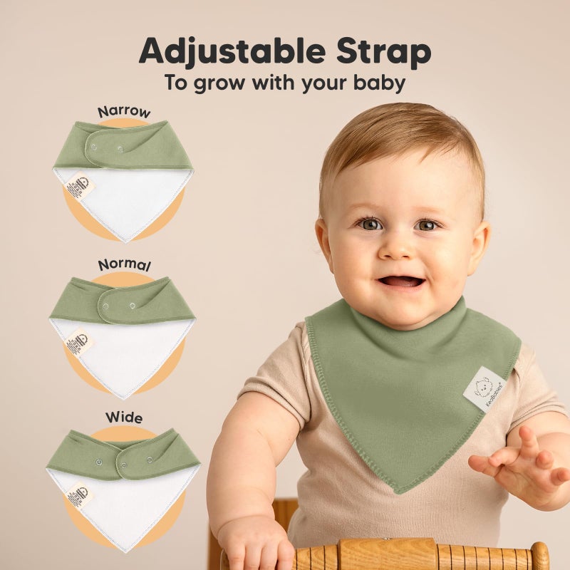 KeaBabies 8-Pack Organic Baby Bandana Bibs for Boys, Girls - Super Absorbent Triangle Baby Bibs for Drooling and Teething Infant, 100% Cotton Extra Soft for Newborn, Infant 0-36 Months (Hunter) - Image 3