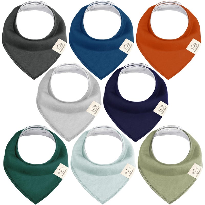 KeaBabies 8-Pack Organic Baby Bandana Bibs for Boys, Girls - Super Absorbent Triangle Baby Bibs for Drooling and Teething Infant, 100% Cotton Extra Soft for Newborn, Infant 0-36 Months (Hunter) - Image 1
