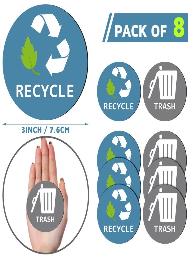 Chinco 8 Pieces Magnetic Recycle and Trash Logo Symbol Recycle Logo and Trash Can Magnetic Decal Dustbin Sticker for Cans Garbage Containers and Dustbin Bins - Image 3