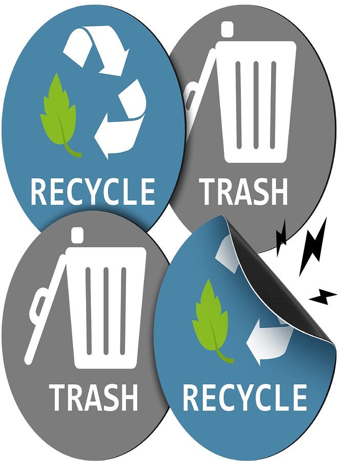 Chinco 8 Pieces Magnetic Recycle and Trash Logo Symbol Recycle Logo and Trash Can Magnetic Decal Dustbin Sticker for Cans Garbage Containers and Dustbin Bins - Image 1