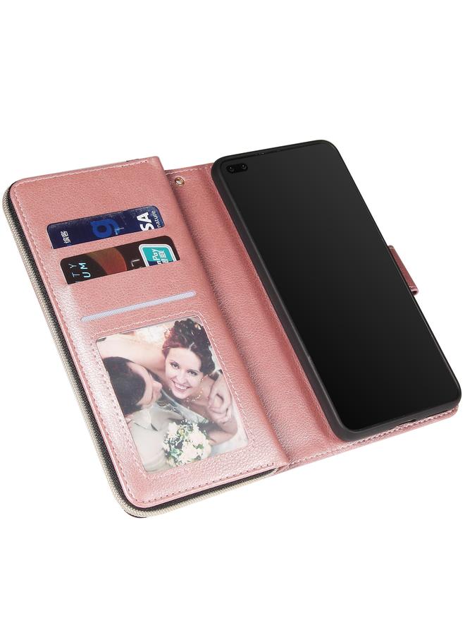 S-TOP Case For Huawei P40 Zipper Wallet Bag Horizontal Flip PU Leather Case with Holder & 9 Card Slots & Wallet & Lanyard & Photo Frame - Image 5