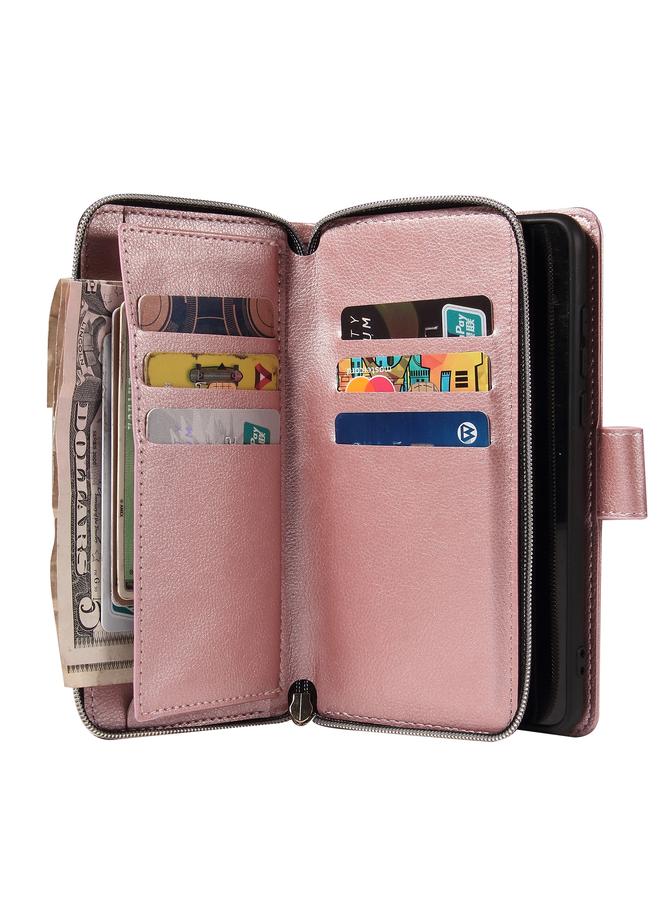 S-TOP Case For Huawei P40 Zipper Wallet Bag Horizontal Flip PU Leather Case with Holder & 9 Card Slots & Wallet & Lanyard & Photo Frame - Image 4