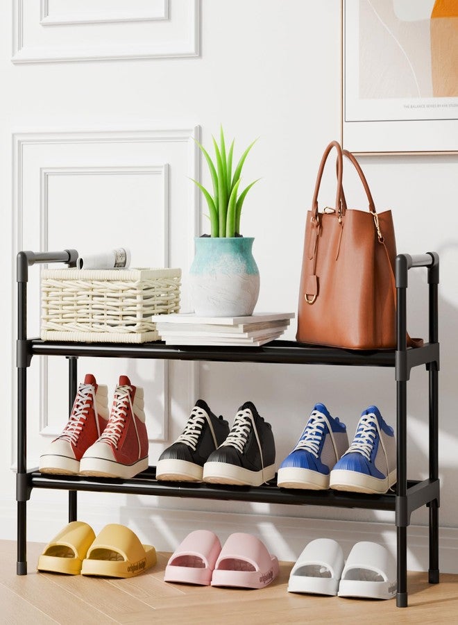 Kitsure Shoe Rack for Closet - Expandable Shoe Rack for Entrance, Rustproof Shoe Organizer for Entryway with Portable Handles, Black, 17.3″~30.2″L x 16.3″H - Image 4